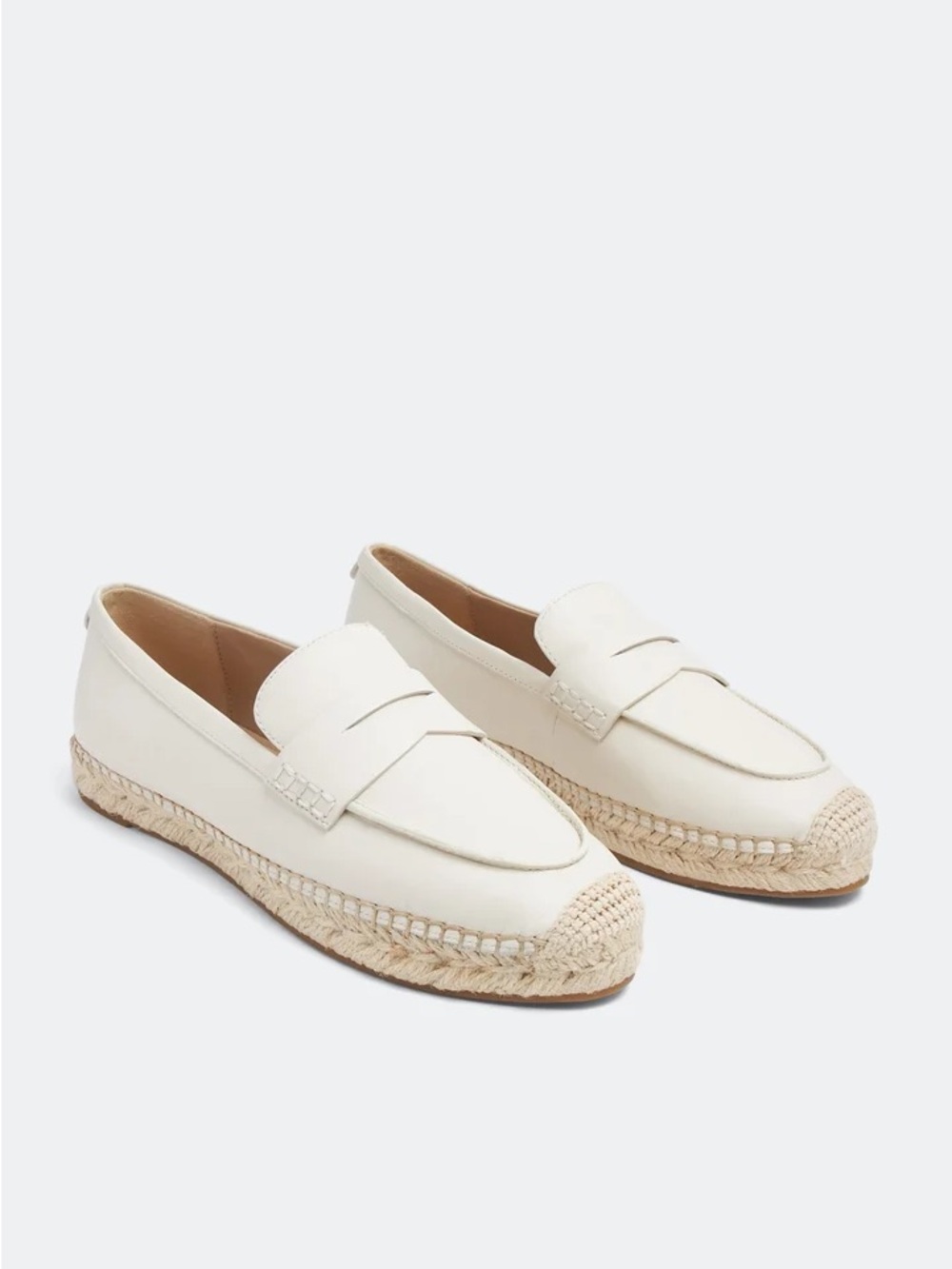 Sam Edelman Women's Kai Espadrille Loafer in Ivory Leather Size 8